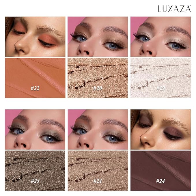 LUXAZA PRO Neutral Eyeshadow Stick Makeup Set, Metallic Shimmer Matte Cream Eye Shadow Eyeliner Brightener Pencil Crayon - Cinnamon Coco