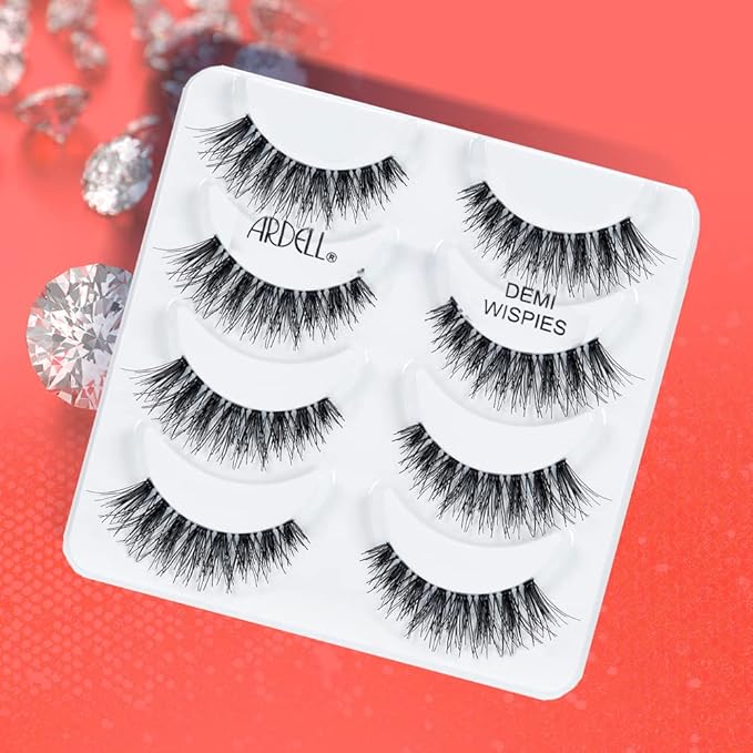 Ardell Demi Wispies False Eyelashes, Black - Full Volume Wispy Lashes, Reusable Strip - Natural Look, Eye Makeup Enhancement, 2 Pack