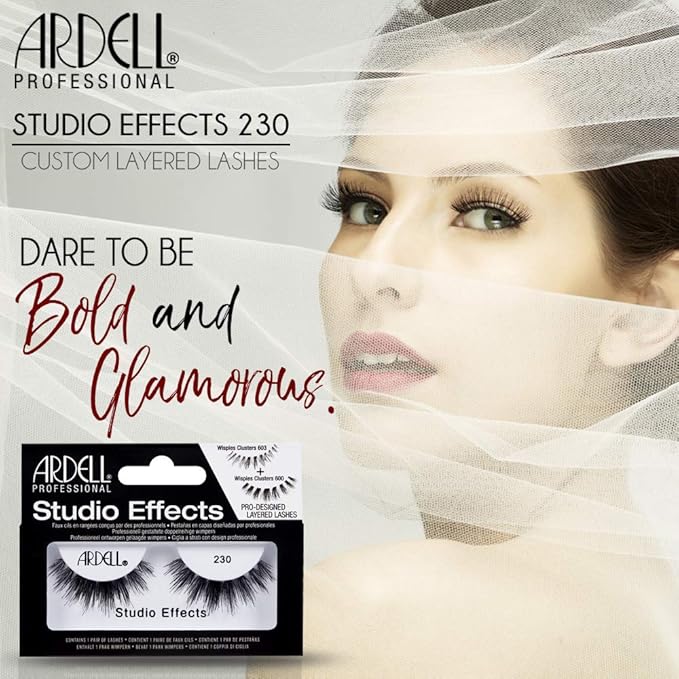 Ardell Studio Effects False Eyelashes, 230 - Reusable, Dramatic Volume Lashes for Glamorous Eye Makeup, 4-Pack