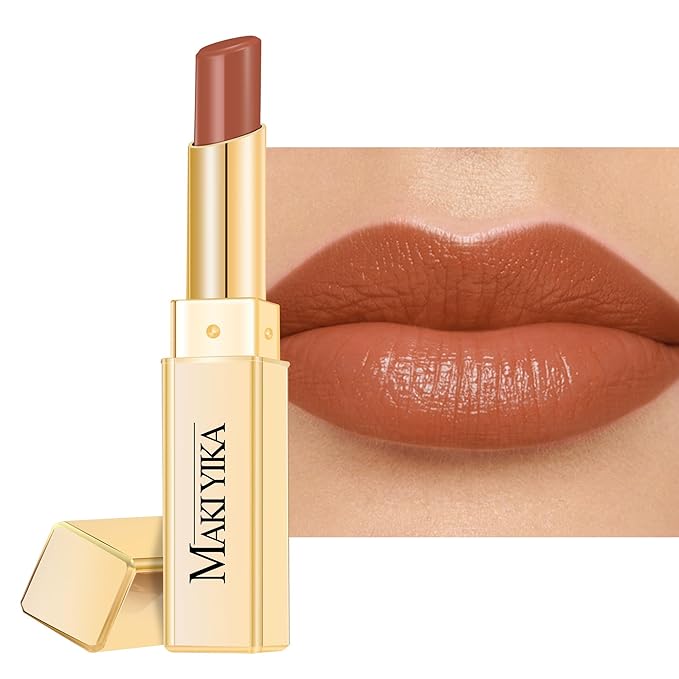 MAKI YIKA Moisture Light Brown Lipstick for Women Hydrate Tinted Lip Balm for Mother's Day Dry Cracked Lips Sheer Lipstick Lip Tinted Glossy Finish,MA050 Milk Brown