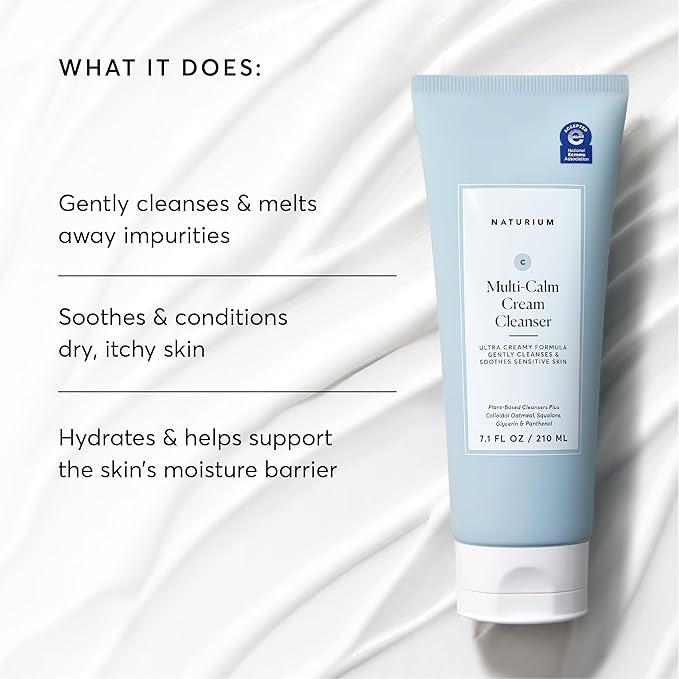 Naturium Multi-Calm Cream Cleanser, Hydrating Face Wash for Eczema-Prone Skin, 210 mL / 7.1 fl oz
