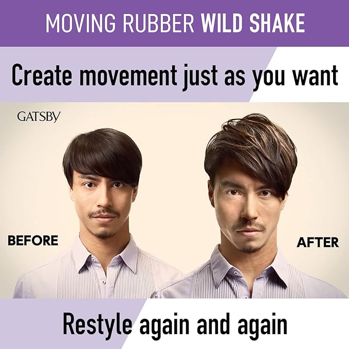 GATSBY Moving Rubber Wild Shake Hair Wax, English Version, 80g/2.8oz