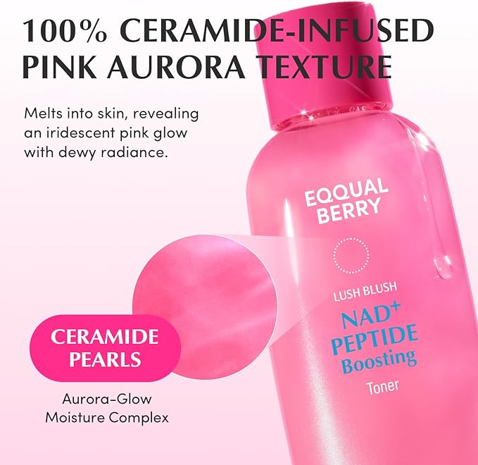 EQQUALBERRY NAD+ Peptide Boosting Toner – NAD+ 5% & 13 Peptides Anti-Aging Korean Skincare Hydrating Face Toner | Firming & Lifting Pink NAD Toner for Sagging Skin (5.07 fl.oz / 150ml)