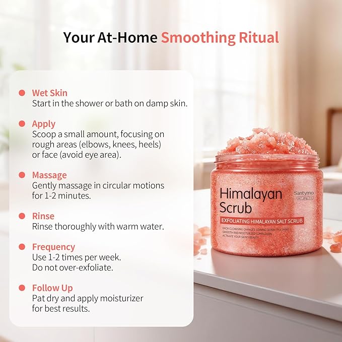 Himalayan Salt Scrub 7 oz for All Body, Natural Exfoliating Body Scrub with Squalane & Aloe Vera, Deeply Moisturizing Face Scrub, Fights Stretch Marks, Fine Lines, Wrinkles, Self Care Gift