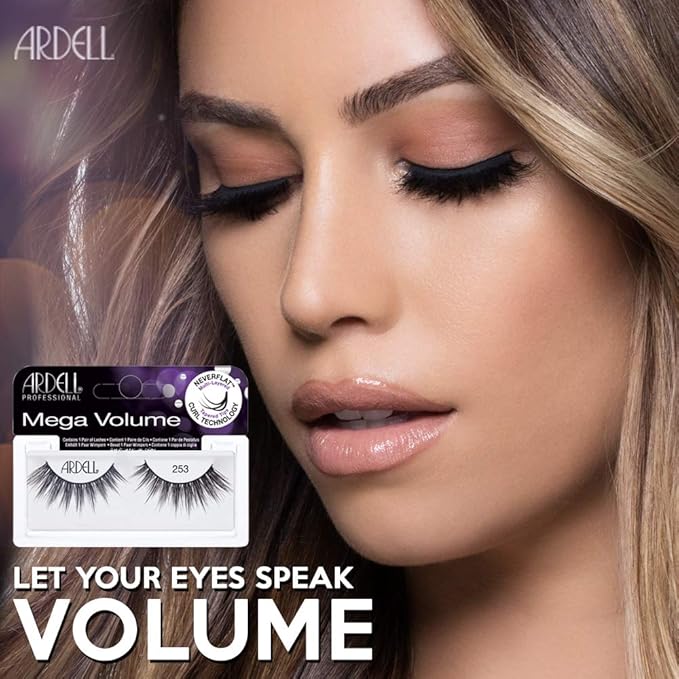 Ardell Mega Volume Lash 253 Multi-Layered False Lashes with Curl Technology, 4 Pairs