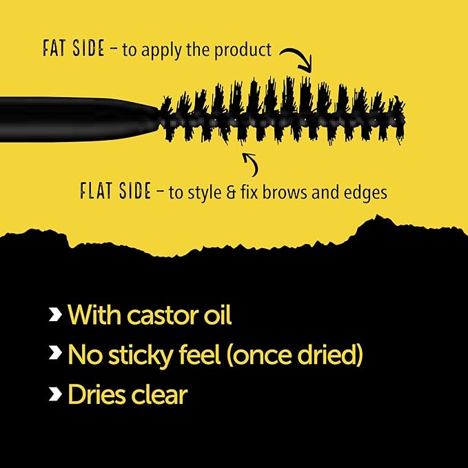 Got2B Glued 2-in-1 Brow Gel & Edge Control, 0.54 Fl Oz, Strong Hold Styling Eyebrow Gel and Hair Mascara for Flyaways and Frizz with Castor Oil, Sweat-Resistant with Quick Dry, Clear Finish