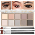 Sulily 10 Colors Matte Eyeshadow Palette, Gray Taupe Brown Nude Eye Shadow Makeup, Neutral Smokey Eye Shadowfor Older Women, Blendable,Long Lasting Waterproof Professional Beauty Makeup Kit, Cement