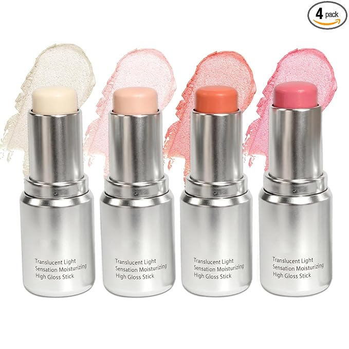 4Pcs Cream Contour Stick Makeup Kit,Shades with Highlighter,Brush Stick,Cream Bronzer for Sculpt the Cheeks,Long-lasting Waterproof Lightweight Contour Set A