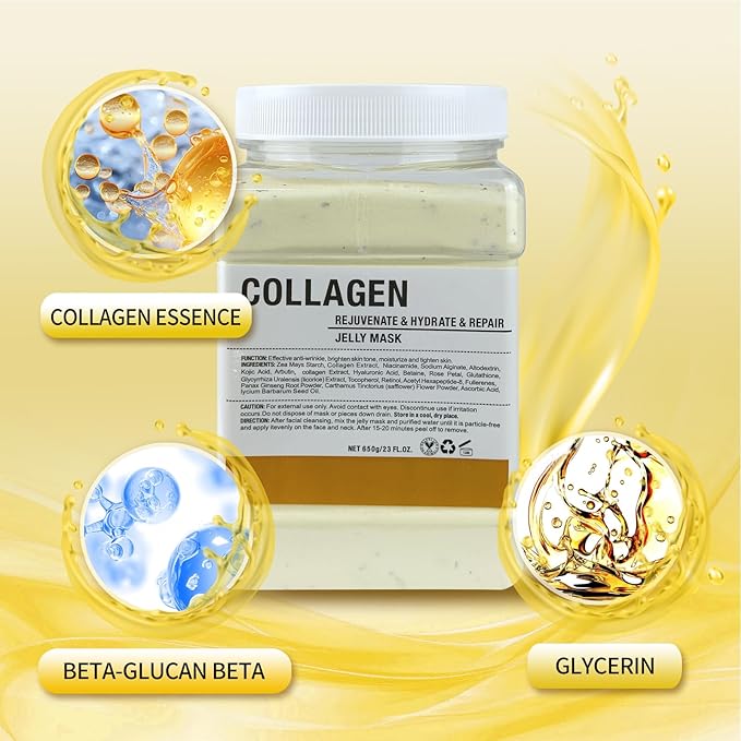 Jelly Mask for Facials Professional, Hydrating & Moisturizing Peel-Off Natural Gel Face Mask SkinCare, Professional Spa Use Jelly Face Masks, Deep Hydration & Glow 23 Fl Oz (Collagen)