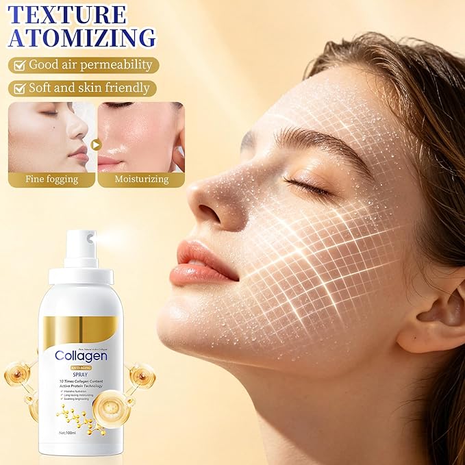 2pcs Collagen Spray, Collagen Body and Face Serum Lotion, Plumping and Care Set for Body and Face, Suitable for All Skin Types