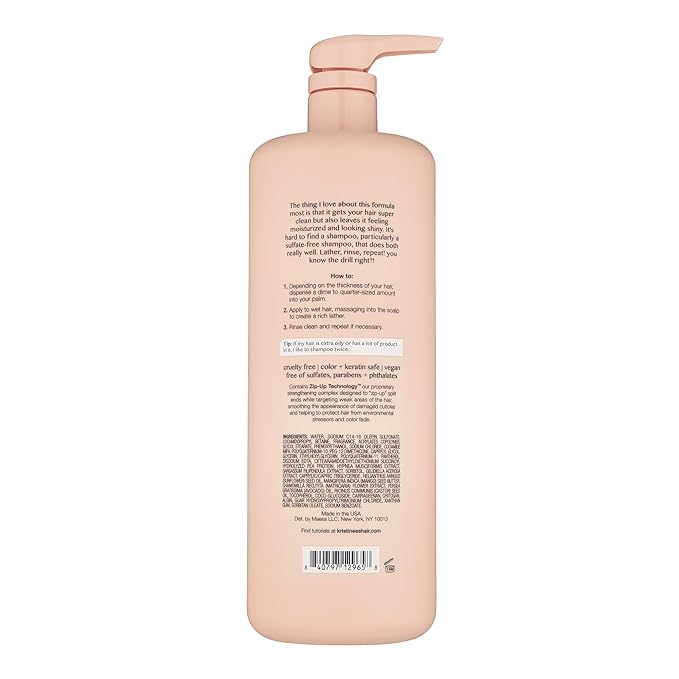 Kristin Ess Hair One Signature Shampoo with Avocado Oil + Castor Oil for Women - Lightly Clarifying Daily Sulfate Free Hydrating Shampoo, Color Safe, Vegan, 33.8 fl oz