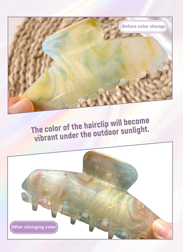 2 Pack Large Acrylic Hair Claw Clips for Women - 4.3 Inch Strong Hold Nonslip Hair Clips Big Claw Barrettes for Thick Thin Hair, Cute Durable Jaw Clips for Women Girls