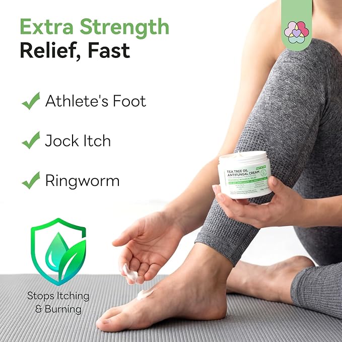 SAVILAND Antifungal Cream 120g Extra Strength: Max 25% Undecylenic Acid Fungal Cream for Skin Athletes Foot Jock Itch Ringworm Foot Fungus Treatment Natural Skin Relief with Tea Tree & Oregano Oil