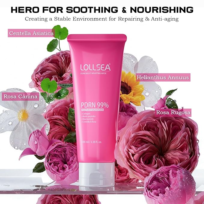 PDRN Collagen Wrapping Mask, Overnight Peel Off Face Mask, Salmon DNA, Niacinamide, Peptides, Centella for Skin Firming, Tone Evening & Dark Spot, Repairing, Soothing, 100ml/3.38 fl.oz.