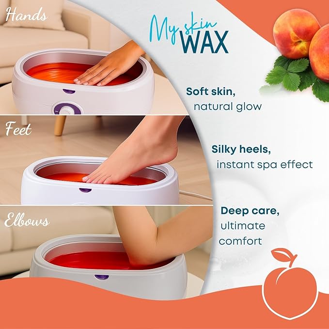 Paraffin Wax Refills Maxi Pack for Hands and Feet Bath – 6 Large 14 oz Blocks (5.25 lb) Peach Scent, Moisturizing Non-Greasy Wax for Arthritis Relief, Pedicure, Home Spa