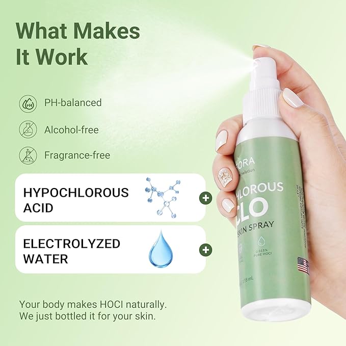 Hypochlorous Acid Spray for Face and Skin, 8oz Value Size - Physiological Neutral Facial Mist - Soothing Skin Cleanser for Redness and Acne-Prone Skin - Pure HOCL Daily Care