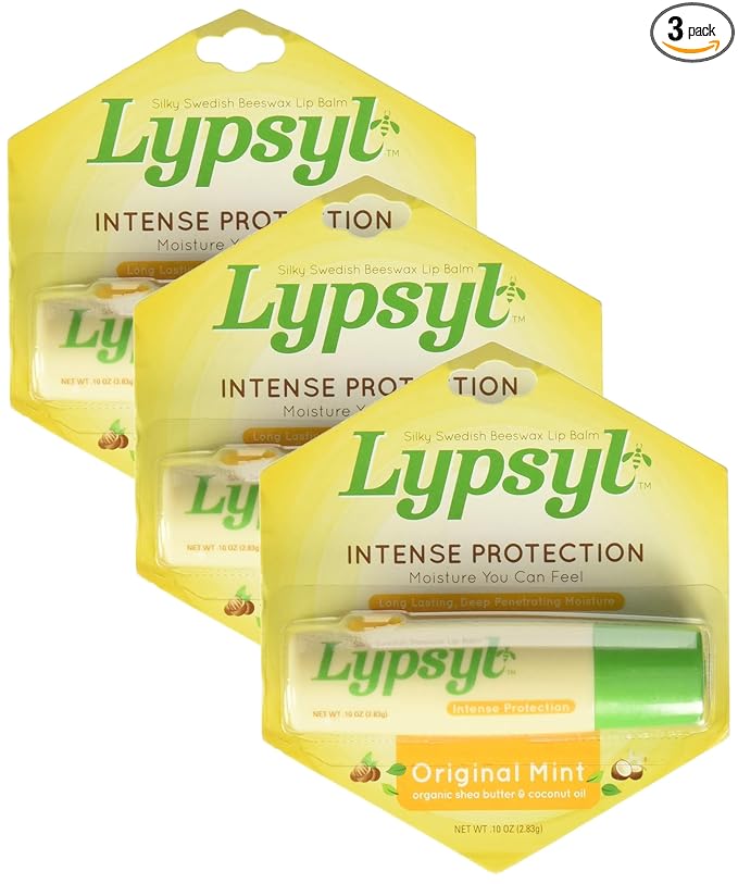 Lypsyl Intense Protection Original Mint, Lip Balm 0.10 oz (Pack of 3)