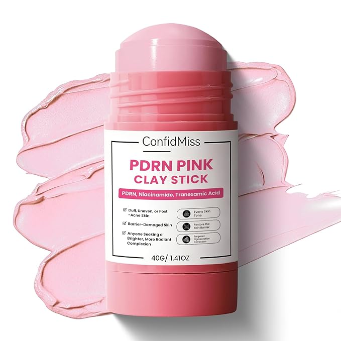 PDRN Pink Clay Stick Mask, with Salmon DNA PDRN Niacinamide Blackhead Remover Pore Cleansing Gentle Exfoliation Improve Uneven Skin Tone Mud Mask Skincare for Face All Skin Types