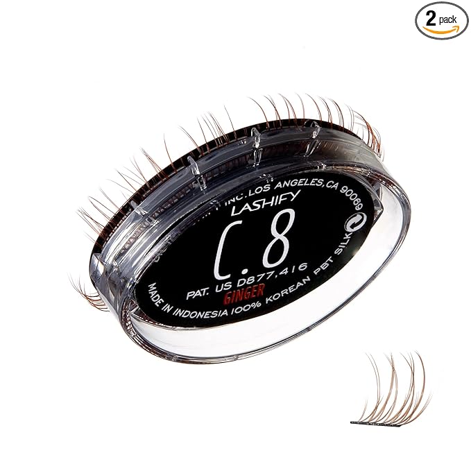 Lashify Curl 8mm Gossamer Eyelash Extensions Refill, Ginger Color, DIY False Lashes for a Natural Look