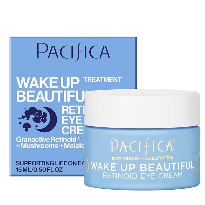 Pacifica Wake Up Beautiful Retinoid Eye Cream – Anti-Aging Under Eye Cream for Fine Lines & Wrinkles, Infused w/Retinoid, Melatonin & Mushrooms for Puffiness, Dark Circles & Eye Bags Daily Treatment