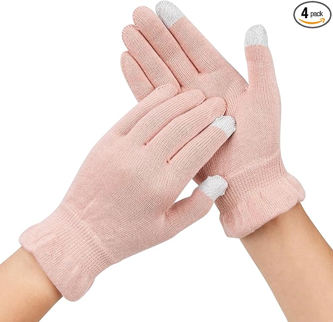 Donfri 2 Pairs Moisturizing Gloves Overnight Kids Cotton Gloves for Eczema Lotion Gloves for Dry Hands,Gloves with Touchscreen Fingers Sleeping (XS)