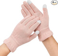 Donfri 2 Pairs Cotton Moisturizing Gloves Overnight Touchscreen Fingers for SPA Dry Hands Hand Care Day and Night Moisturizing (Medium-Pink)