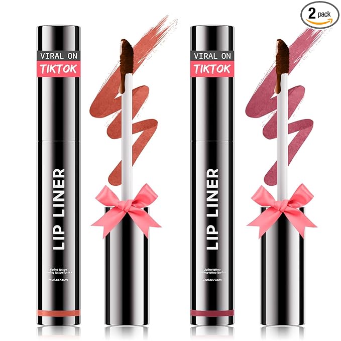 Lip Stain Peel Off, Lip Liner Moisturizing Long-Lasting & Waterproof, Transfer Proof & Plumping, Non-Stick Cup, 2PCS Rose&Mauve
