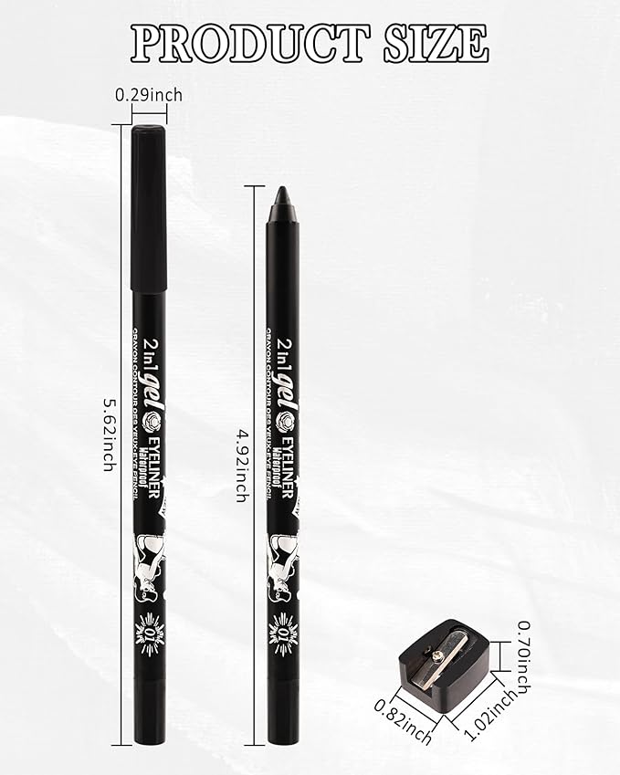 Sky Blue Teal Eyeliner Pencil Gel, Multi-Use Colorful Eyeliner Waterline Waterproof Smudge-Proof Long Stay, High Pigmented Shimmer Cream Eye Liner Pen with Sharpener, Safe for Sensitive Eyes Makeup