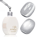Silver Cat Eye Gel Polish, Magnetic Holographic Gel Nail Polish Glitter Shimmer Gel Polish with Magnet Soak Off U V Gel Salon DIY at Home, 0.5 OZ