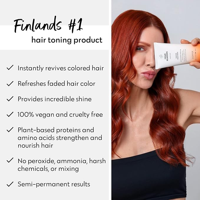 FOUR REASONS Color Mask, Copper (27 Colors) – Hair Gloss & Color Depositing Conditioner – Semi Permanent Hair Toner for Color-Treated Hair Color For Women – Vegan & Cruelty-Free – 6.76 fl oz