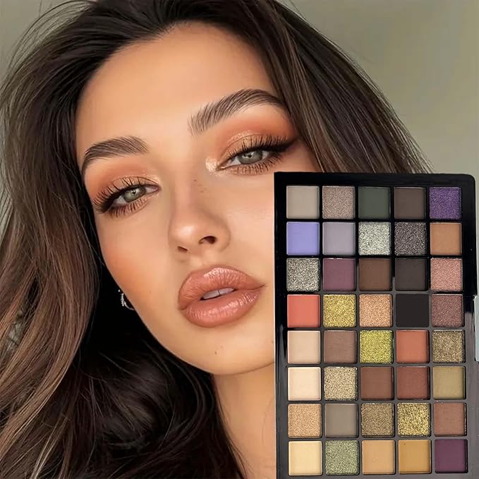K'APEINE Nude Neutral Eyeshadow Palette, 40Colors Matte and Shimmer Eye Shadows Smokey Goth Makeup Palette Warm Brown Waterproof Makeup Kit for Everyday, Versatile Makeup Looks