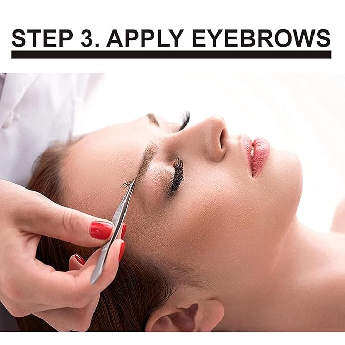 Lash Eyebrow Extensions Kit with 1 x Trays of Mink False Eyebrows in Black, Eyebrow Extension Glue Clear & Extension Tweezers, Comes on Mixed Length Trays 5-8 mm (Black, Violet Tweezer)