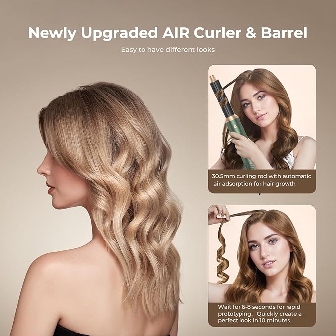 5 in 1 Blow Dryer Brush, Negative Ion Hair Dryer Brush Set Upgrade Hot Air Brush Air Styler Curling Wrap Air Curler, Curling Iron Hair Styling Tools As A Gift for Straight/Curl/Drying/Smoothing