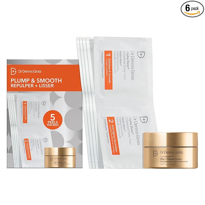 Dr Dennis Gross Plump & Smooth Limited Edition Kit – DermInfusions™ Blur + Repair Cream (0.67 oz) + 5 Alpha Beta® Universal Daily Peels | $50 Value