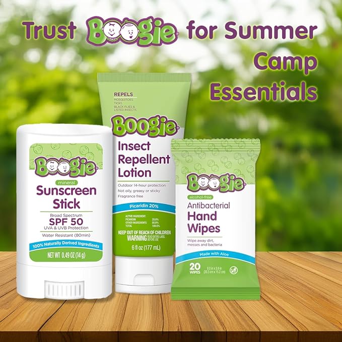 Boogie Mineral Sunscreen Stick SPF 50 - (2 Pack) 0.49 oz - Sunscreen for Kids - Broad Spectrum UVA & UVB Protection - Water Resistant - Hypoallergenic - 100% Naturally Derived Ingredients