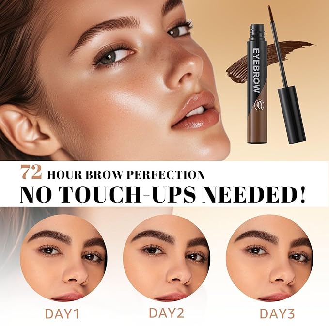 Eyebrow Gel - Easy Peel-Off for Fuller& Defined Brows, Waterproof Transfer-Proof Temporary Brow Gel, Last Up to 3 Days Makeup for Natural Looking Brows (Light Brown)