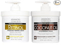 Advanced Clinicals Unscented Retinol Body Lotion & Face Moisturizer + Coconut Oil Body Cream For Women & Men | 2PC Skincare Set Helps Reduce Appearance Of Crepey Skin + Irritated Dry Skin, 2pc Set