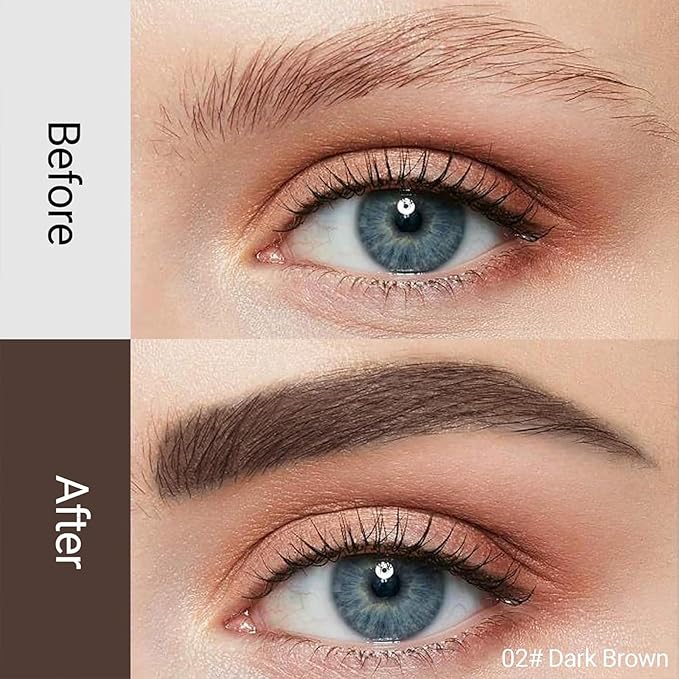 2 Pcs Tinted Eyebrow Cream, Ultra-Fine Brush Tinted Brow Gel, Waterproof Smudgeproof Eyebrow Mascara, Long Wear, Natural Brow Makeup without Clumping（Dark Brown + Cold Grey）