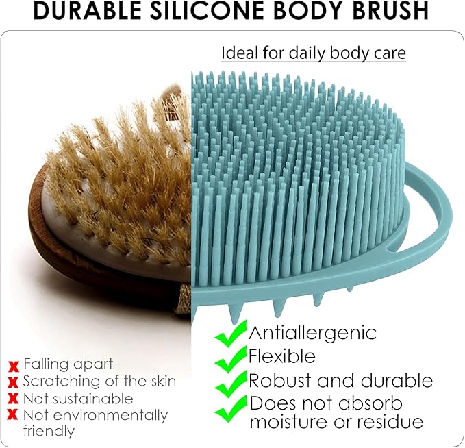 Silicone Body Scrubber – Dual-Sided Silicone Loofah for Shower, Set of 2 Soft Exfoliating Body Bath Shower Scrubber Loofah Brush Easy-to-Clean for Sensitive Kids Women Men All Kinds of Skin