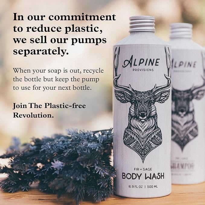 Alpine Provisions Natural & Organic Body Wash with Fir & Sage – Moisturizing Shower Gel with Aloe Vera, Coconut Oil & Essential Oils – Vegan, Sulfate-Free, Plastic-Free – 16.9 fl oz