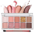 Erinde 10 Color Eyeshadow Palette Makeup - Matte Shimmer Glitter Eye Shadow, Ultra-Blendable, High Pigmented, Naturing-Looking, Neutral Nude Eyeshadow Palette with Professional Brush, Warm Sunshine