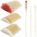 300 PCS Eyelash Extension Supplies Kit, Disposable Micro Applicator,Crystal Eyebrow Spoolie Lash Brush, Lip Gloss Brush, Mascara Wand Applicator(colorful+gold)