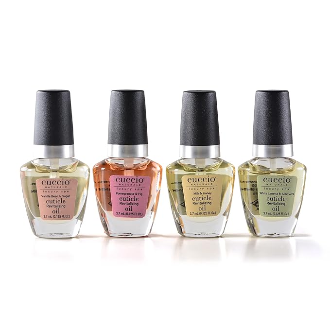 Cuccio Naturale Mini Cuticle Revitalizing Oils – Winter Hydration Repair for Dry Cuticles & Nails, Paraben-Free Spa Fragrances, Women’s Gift Set, 4 Pc