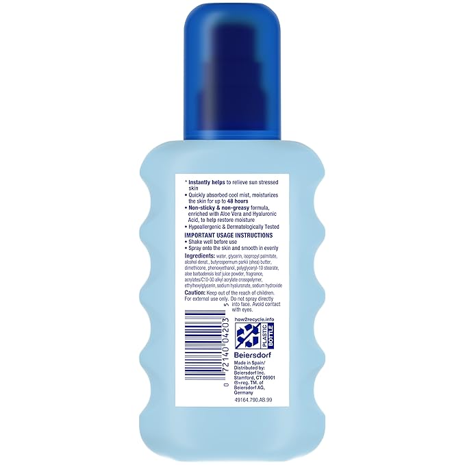 Coppertone After Sun Mist With Aloe Vera and Hyaluronic Acid, Soothing and Cooling Mist for Sun-Stressed Skin, Dermatologically Tested, Hypoallergenic After Sun Skin Care, 6.7 Oz Bottle