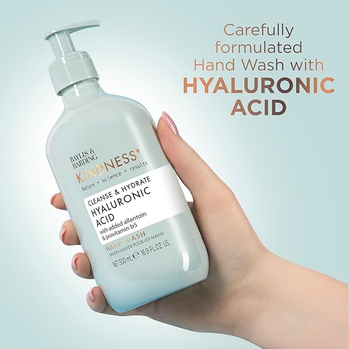 Baylis & Harding Kindness + Hyaluronic Acid, Pear & Orange Blossom Fragrance, 16.9 fl. oz Cleanse & Hydrate Hand Soap (Pack of 3) - Biodegradable Formula - Vegan Friendly