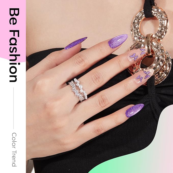 modelones Cat Eye Gel Nail Polish, 6 Colors Glitter Summer Red Pink Purple Green Blue Gel Polish Set with Magnet Sparkle Nail Gel Polish Kit Soak Off Led Nail Art Manicure Salon DIY Gifts