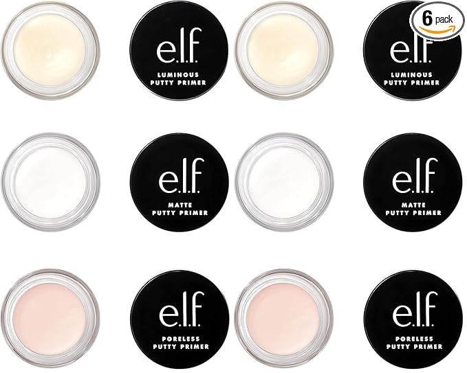 e.l.f. Cosmetics Putty Primer Trio, Includes Poreless Putty, Matte Putty & Luminous Putty, Travel Size, 0.14 Oz (4g) Each, 0.14 ounces (Pack of 2)
