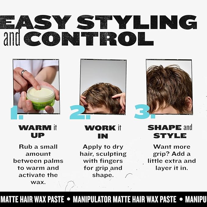 TIGI Bed Head Manipulator Matte Hair Wax, Strong Hold Sculpting and Styling Paste for Short to Medium Hair, 2.01 oz | Matte
