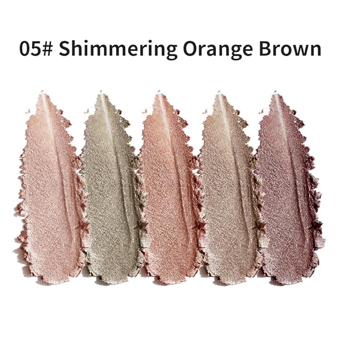 5 Colors Glitter Shimmer Eyeshadow Palette, High Pigment Sparkly Metallic Eye Makeup with Rose Quartz, Silver Champagne, Coral Pink, Taupe Gold & Plum Silver Shades for Festival, Party & Glam Looks 5