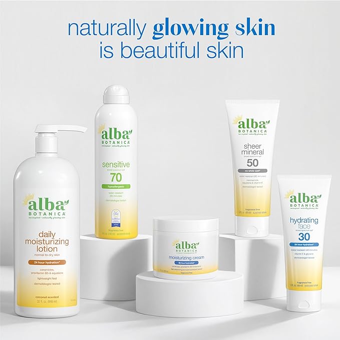 Alba Botanica Sunscreen for Face, Fragrance-Free Sheer Mineral Face Sunscreen Lotion, Broad Spectrum SPF 30, Water Resistant and Biodegradable, 2 fl. oz. Bottle (Packaging May Vary)